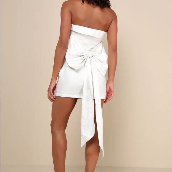 Lulu's Chic Destiny Ivory Floral White Strapless Sheath Dress for Brides - Picture 3 of 5